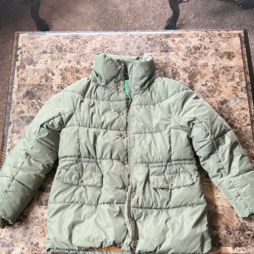 J. Crew Green Puffer Jacket
